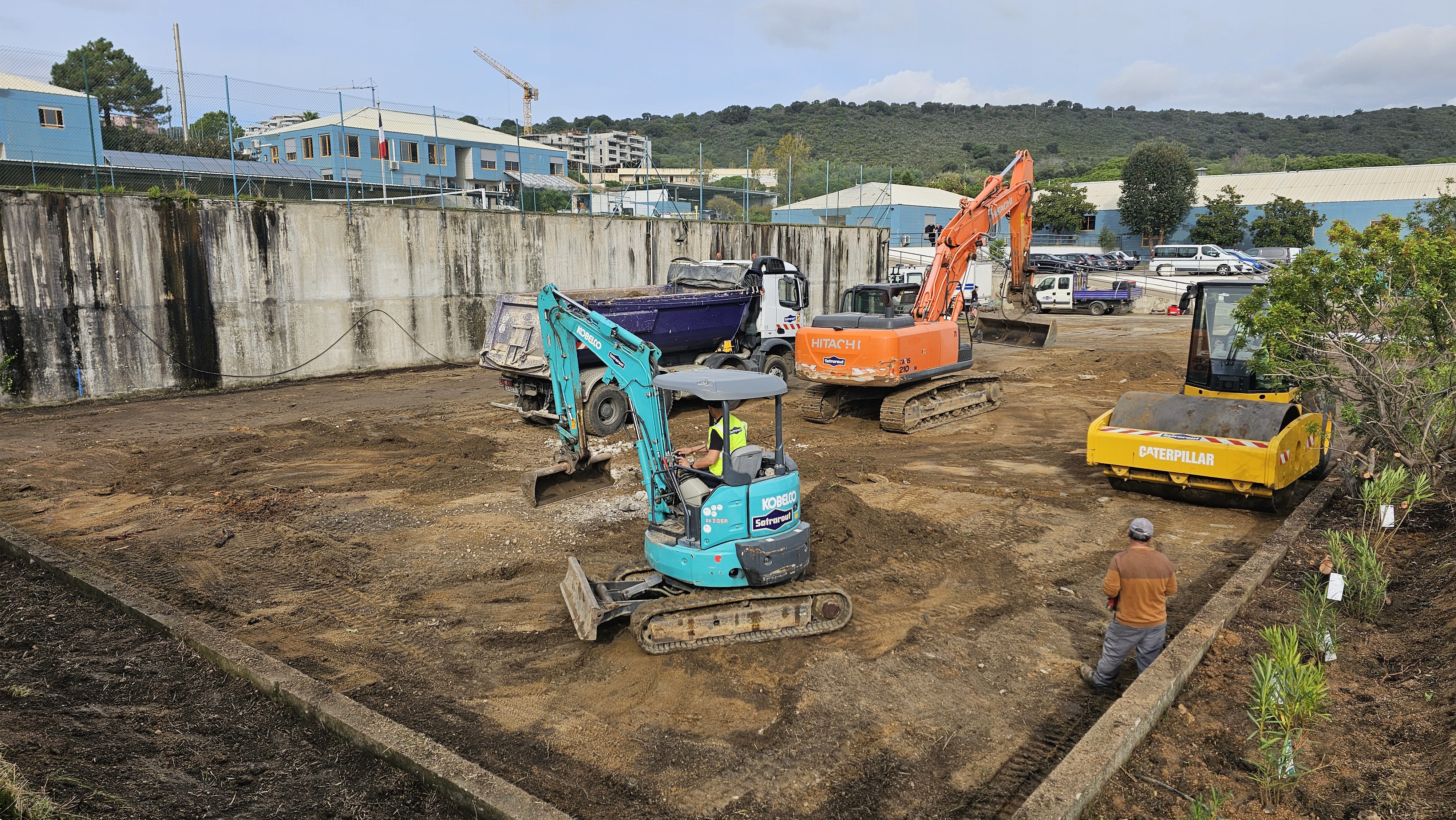 Le cantonnement de CRS d'Aspretto pendant les travaux